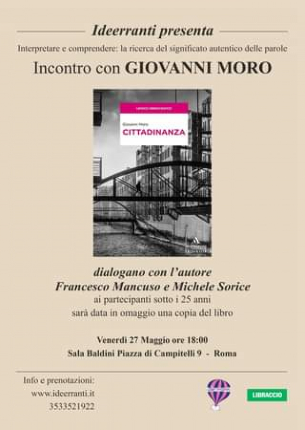 27 maggio Ideerranti: incontro con Giovanni Moro
