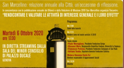 6 ottobre 2020: L&rsquo;Associazione e la Fondazione San Marcellino organizzano l'incontro &ldquo;Rendicontare e valutare le attivit&agrave; di interesse generale e i loro effetti&rdquo;