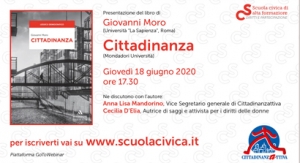 18 giugno 2020 - Incontro on-line di presentazione del libro "Cittadinanza" di Giovanni Moro